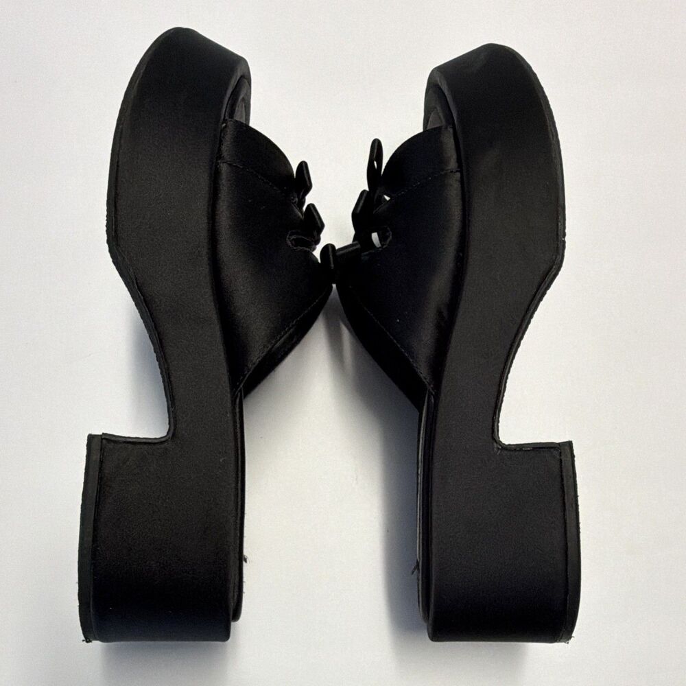 ZARA Womens Leather Platform Wedge Strappy Slip-On Sandals Black EU 39 - Picture 7 of 7
